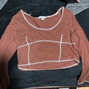 Urban Outfitters Brown Long Sleeve Crop Top